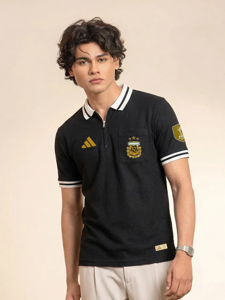 PL150 Argentina Black Alzeena men's polo
