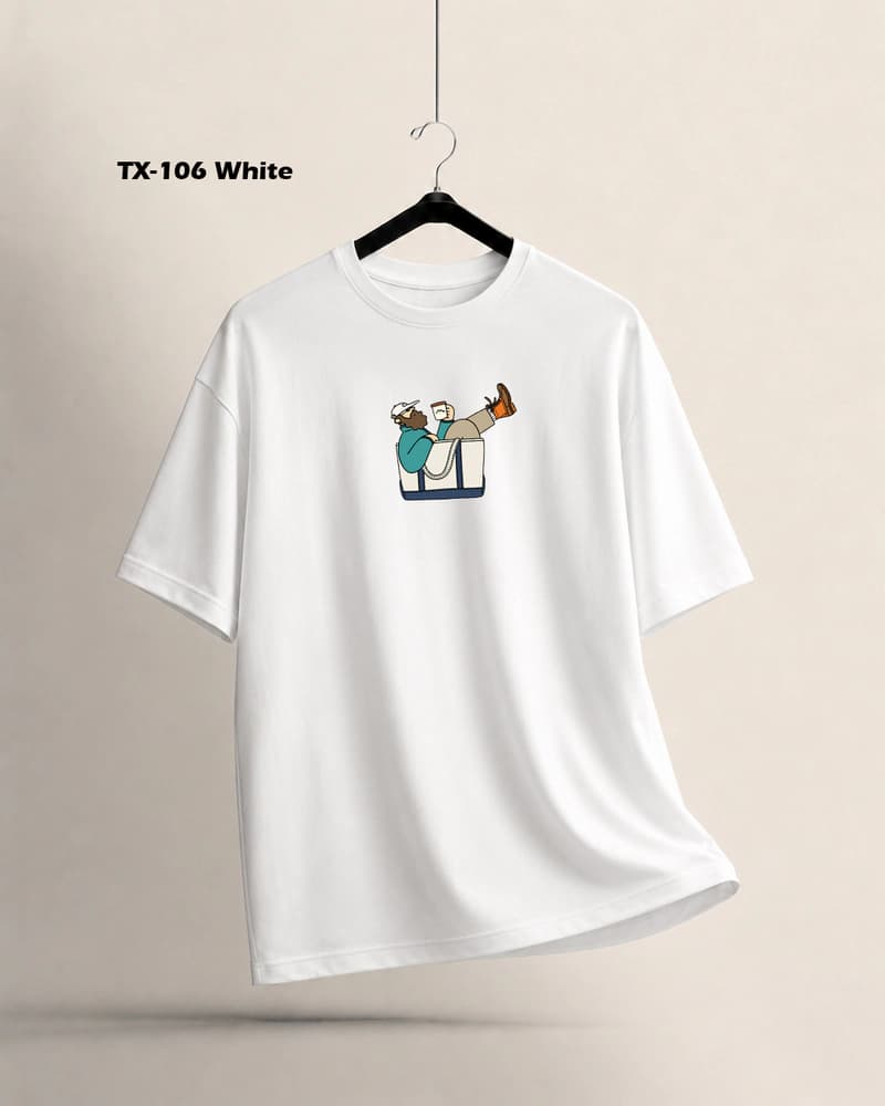 TX106 White Men's Dropshoulder
