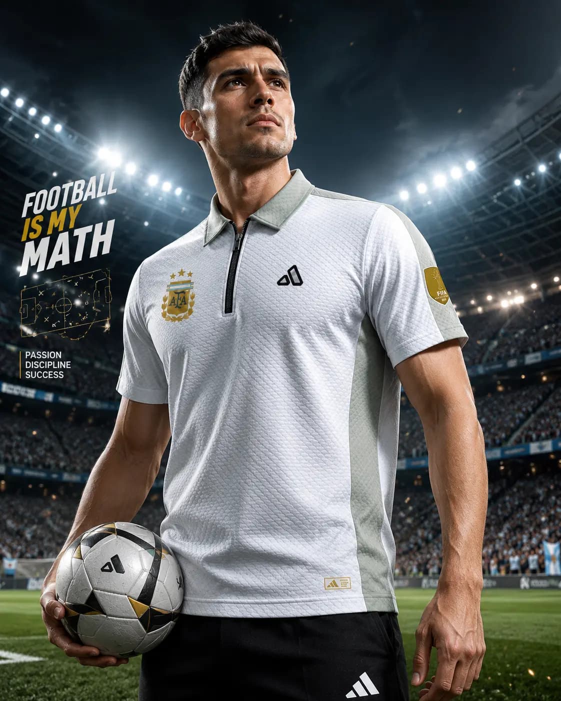 PL147 Argentina White Men's Polo