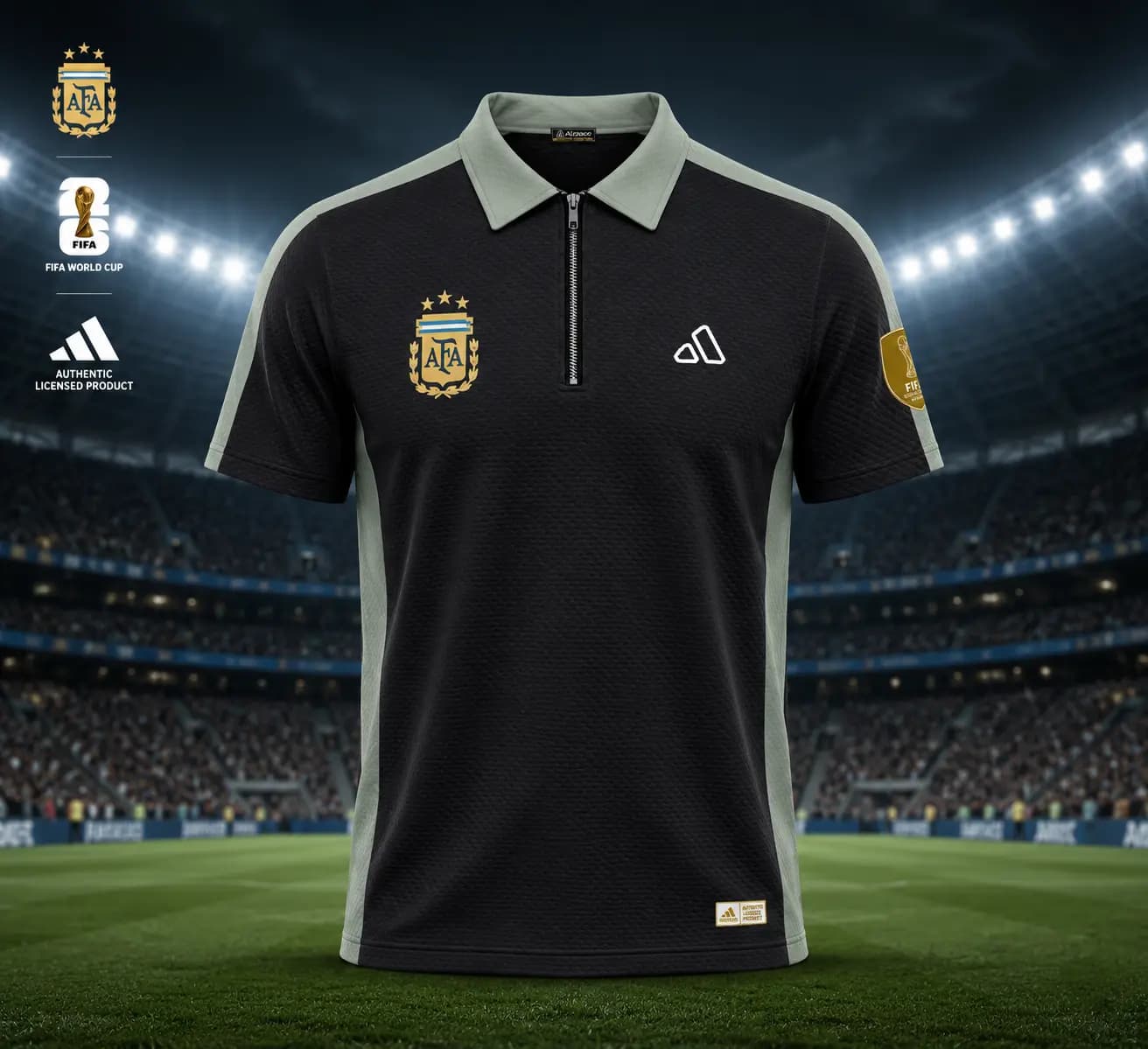 PL147 Argentina Black Men's Polo
